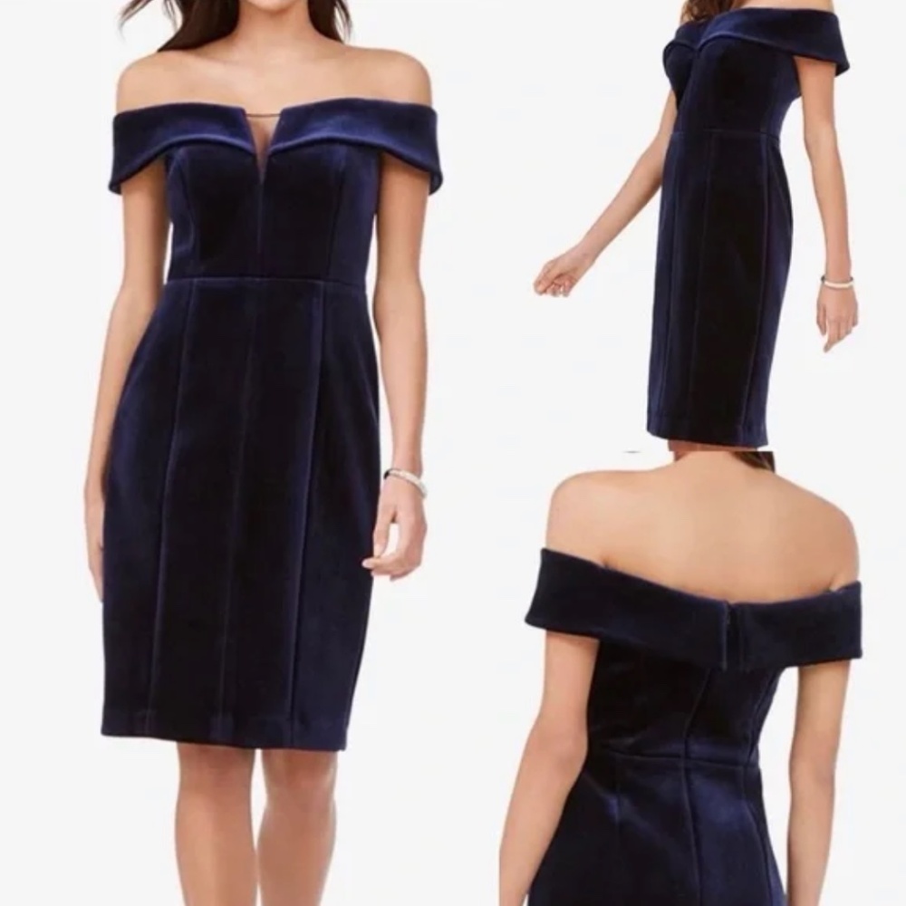 Vince Camuto Velvet Sheath Off-The-Shoulder Dress
